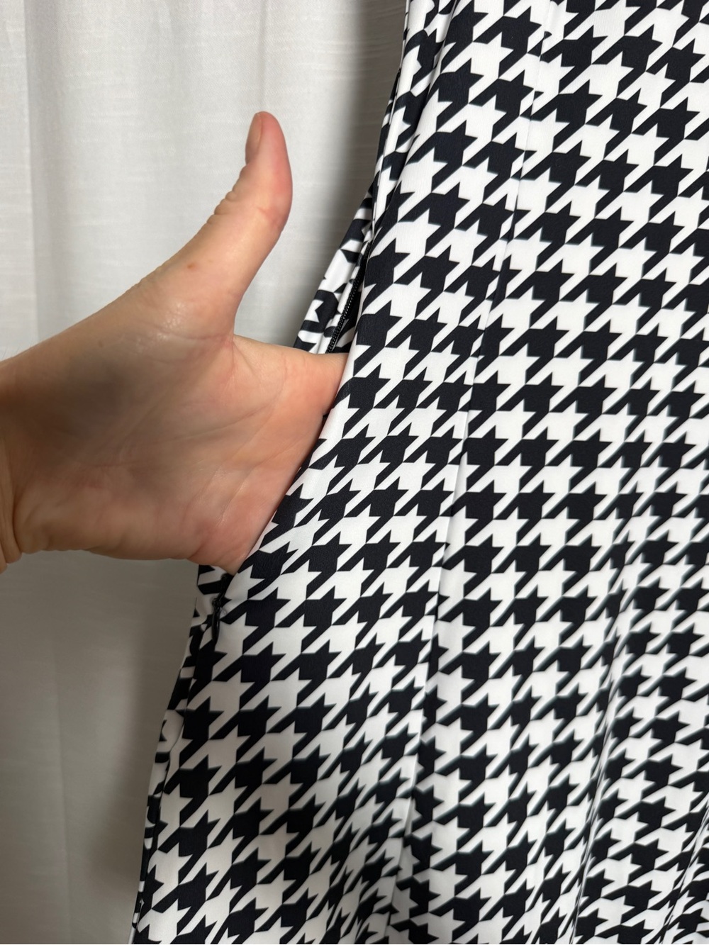Black & White Houndstooth Sleeveless Quarter Zip Golf Tennis Dress | Size XS - Picture 12 of 15